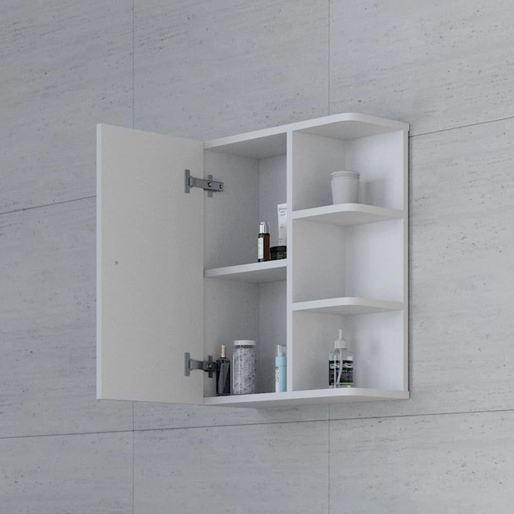 Mobile bagno Fynn, Bianco, 47.2 x 59.2 cm, per montaggio a parete con ripiani aperti