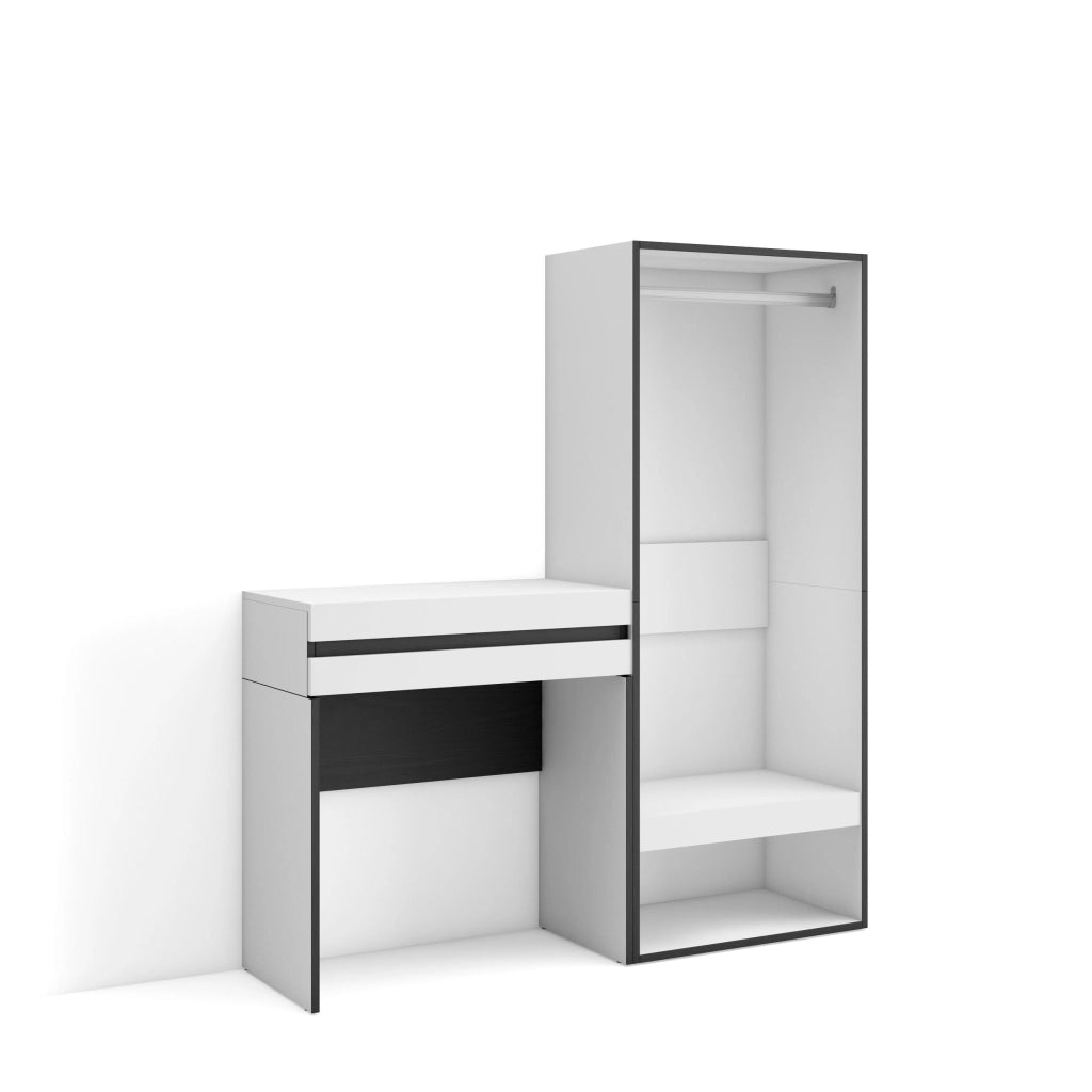 Consolle Ingresso, 130x35x145cm, Con cassetto, Armadio Aperto, Bianco RF3439