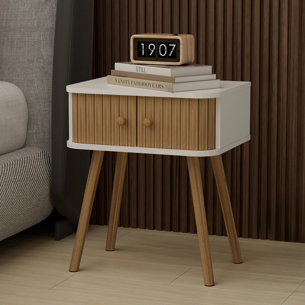 Vicco Comodino Bianco/bambù 40 x 47 cm Set di 2