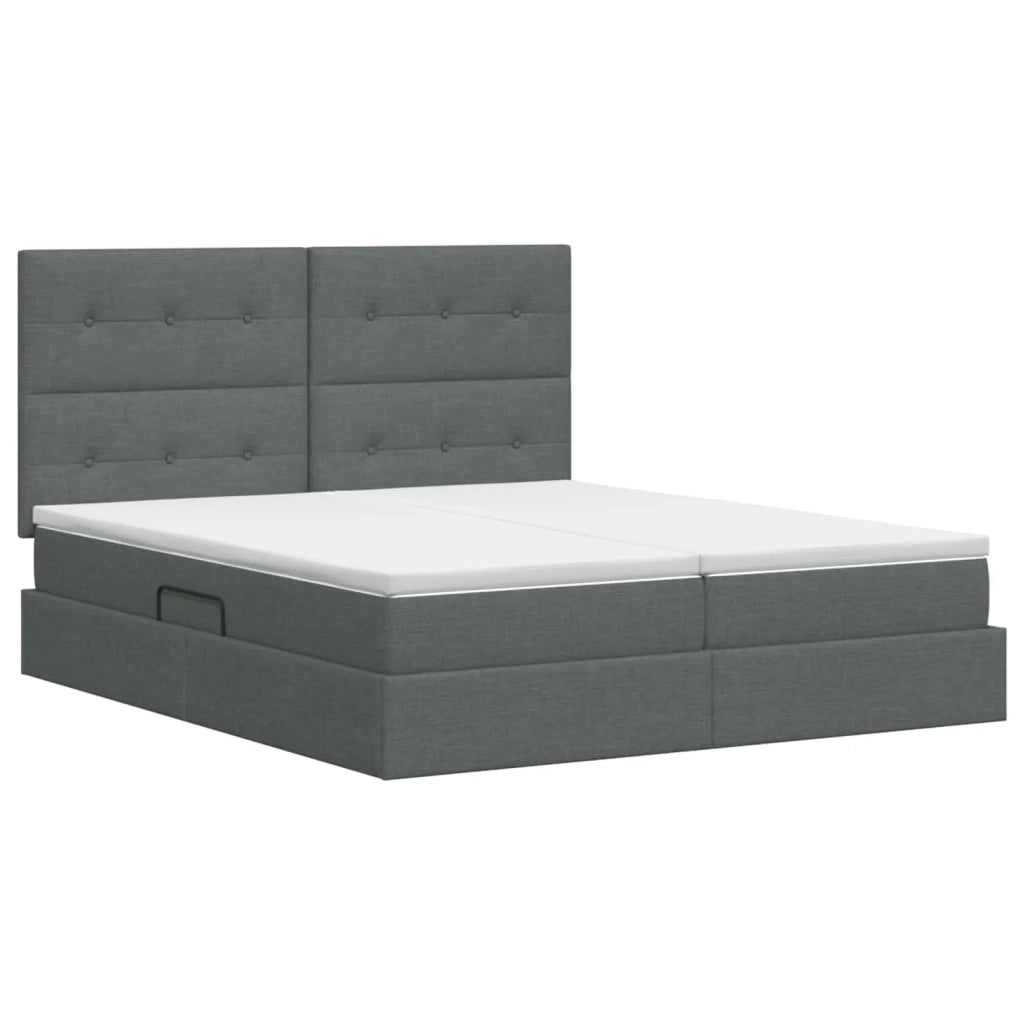 Letto con Contenitore Grigio Scuro 200 x 200 cm Tessuto 3459796