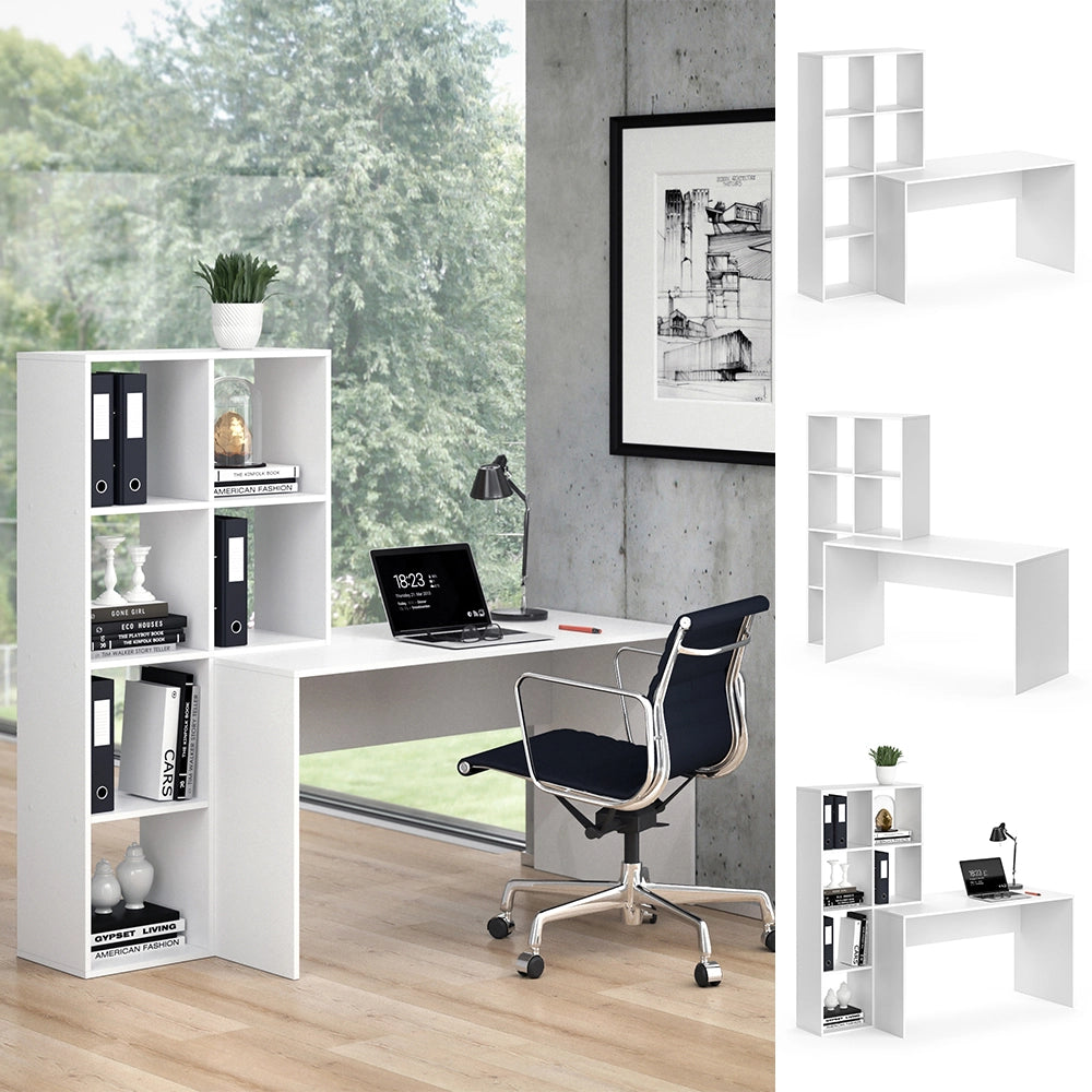 Vicco Scrivania con ripiani Bianco 166.8 x 59 cm
