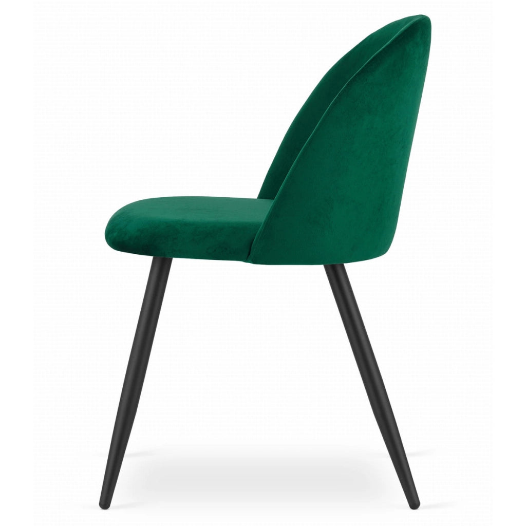 Sedia da pranzo Bello in velluto verde con gambe nere
