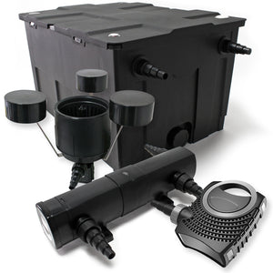 Set: Filtro bio per laghetto 60000l con Chiarificatore UVC 36W Pompa 80W Skimmer