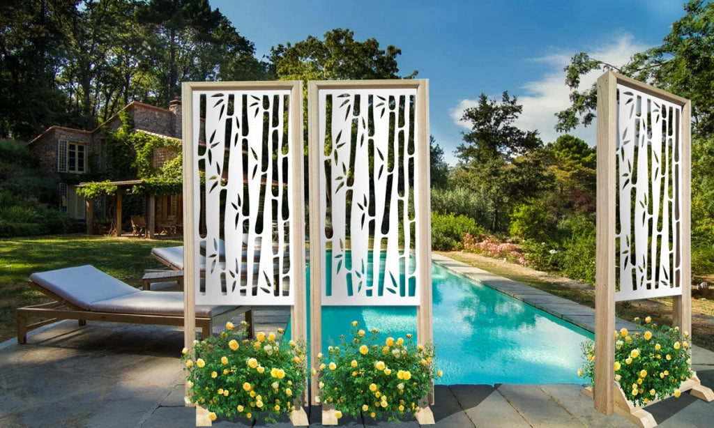BAMBU - Separè - Paravento modulabile - 70x190cm - in Legno e PVC Colore: bianco