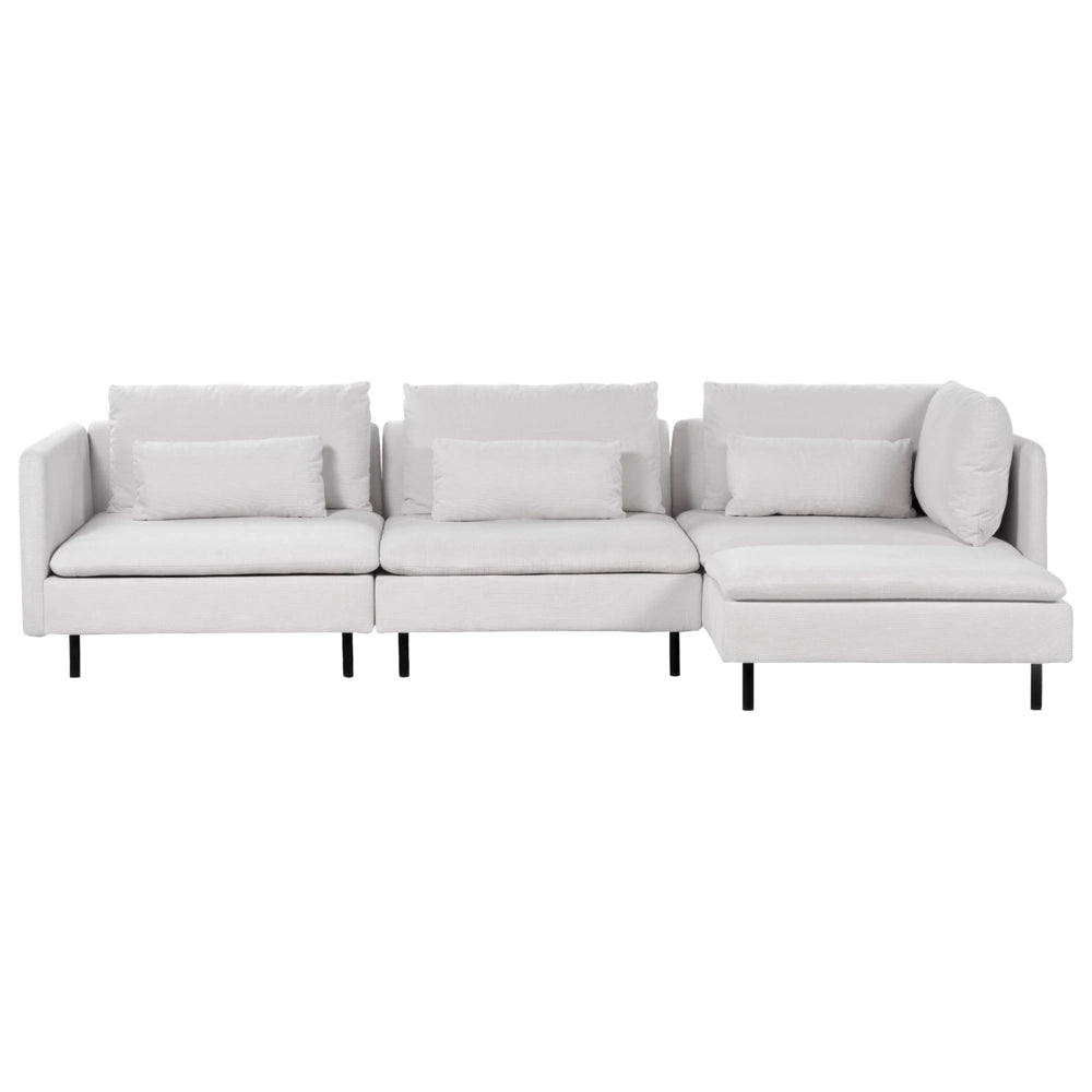 Divano modulare ad angolo sinistro Divano componibile a 3 posti in velluto a coste beige chiaro Soggiorno di design moderno