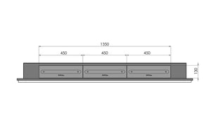 Camino a Bioetanolo da Parete/Incasso 180x49 cm Frame 1800 Inox con Vetro
