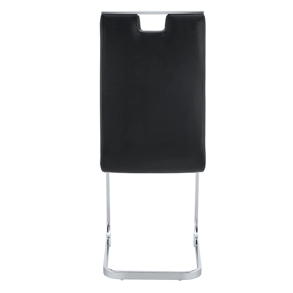 Sedia nera in PU con schienale ergonomico e piedini antiscivolo