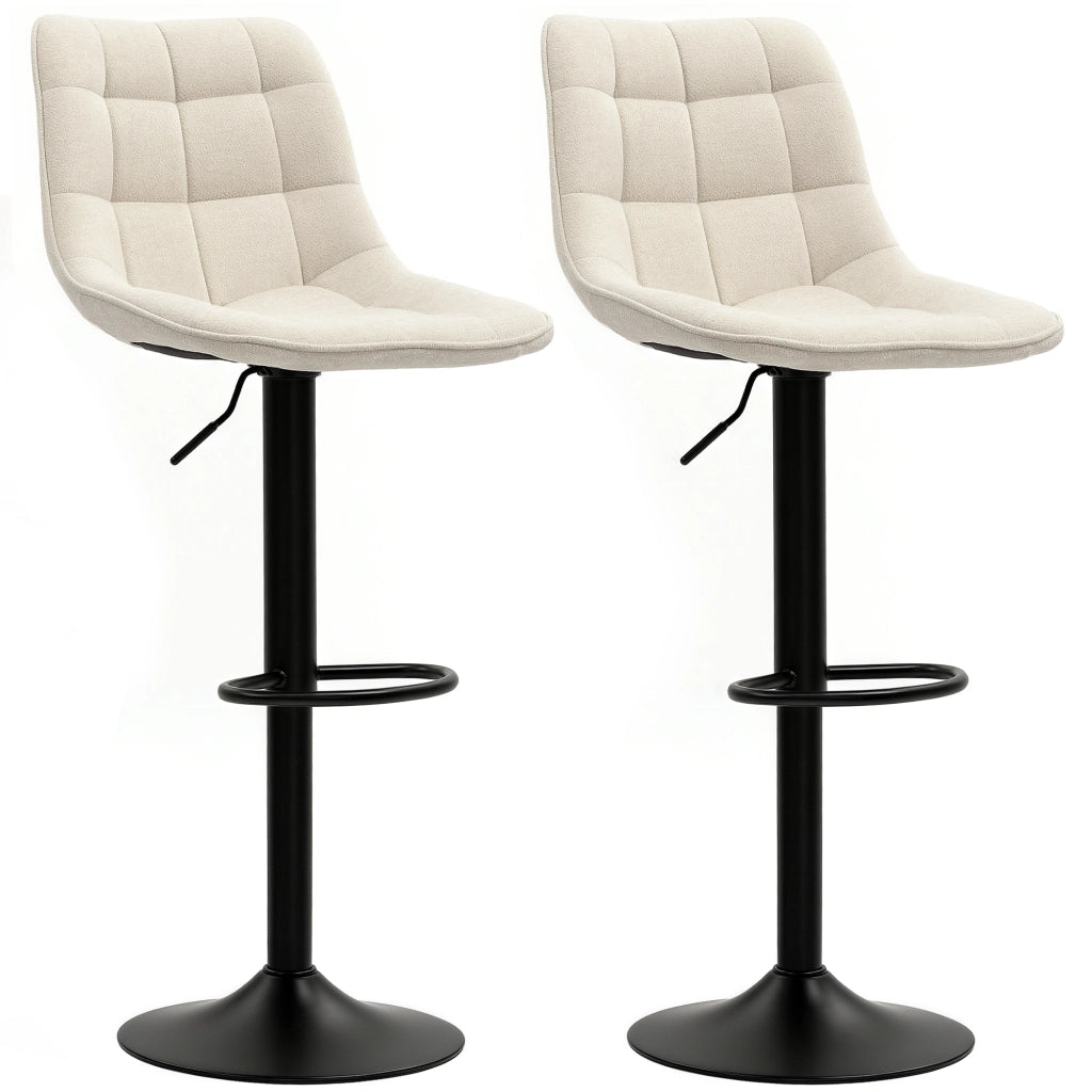 Sgabello da bar ¨C zephmum ¨C 2 pezzi con schienale e braccioli, imbottito, regolabile in altezza, colore beige