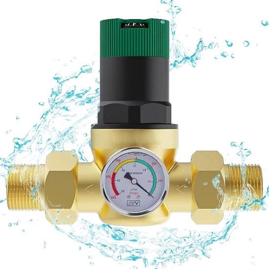 Regolatore di pressione idraulica con manometro - connessione 1/2 pollici - filtro idrico - misuratore di pressione idraulica