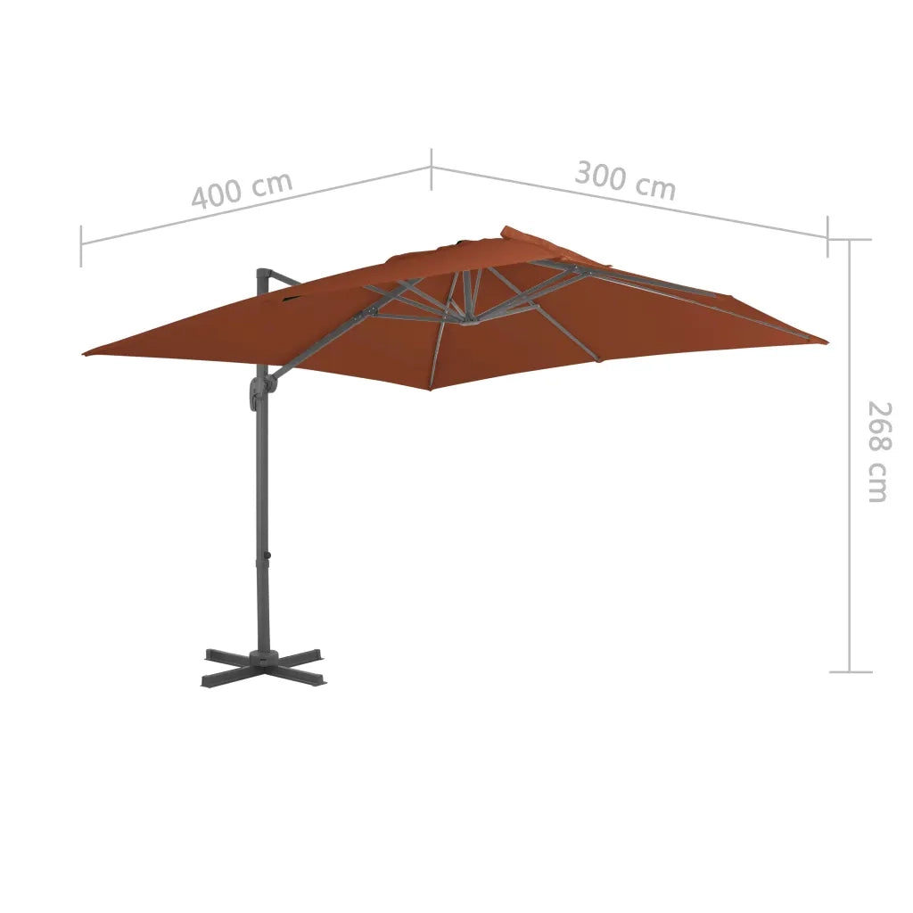 Ombrellone da giardino a sbalzo con palo in alluminio Terracotta 400x300 cm 312317