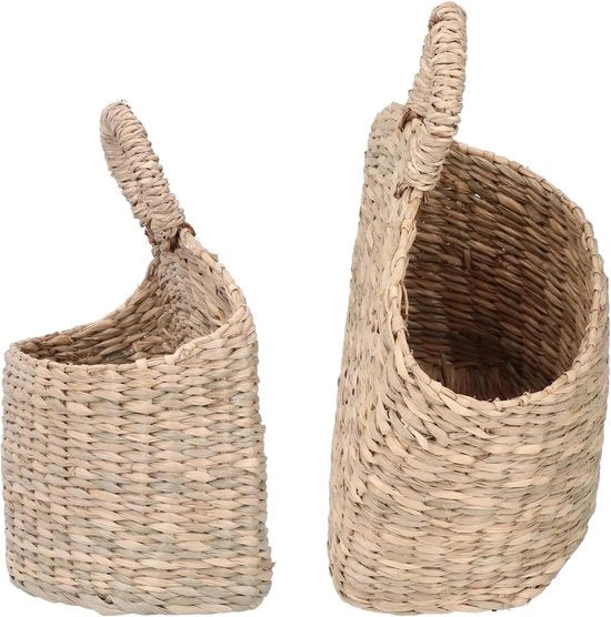 Porta oggetti multifunzionale con intreccio di vimini - Adatto per soggiorno, camera da letto, bagno e giardino - Decorativo - Cassetto di archiviazione con intreccio di vimini - Aspetto naturale