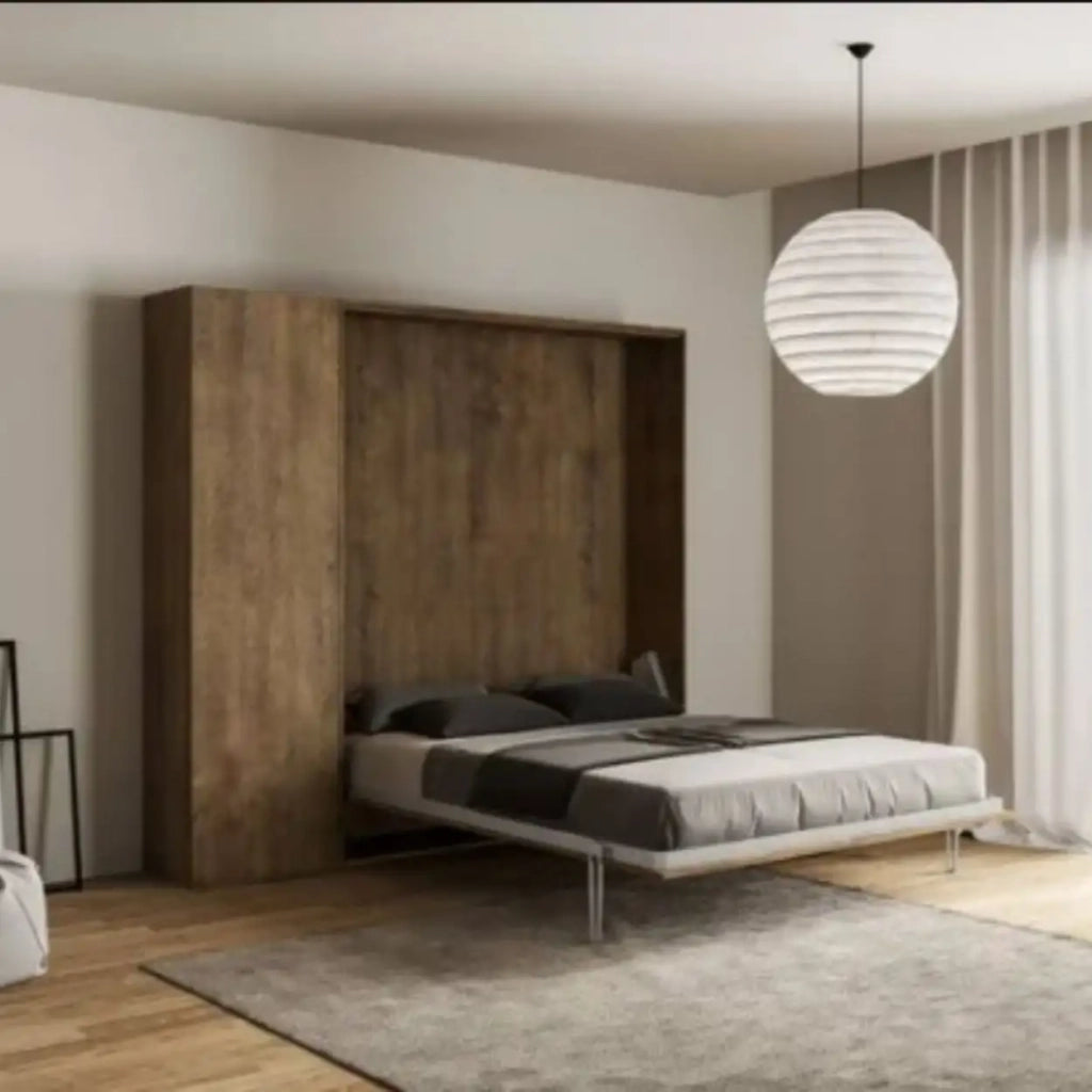 Letto una piazza e mezzo a scomparsa 120 Kentaro con colonna noce