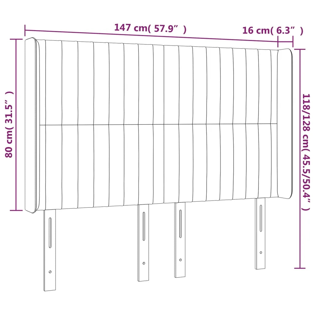 Testiera a LED-Testata con LED Crema 147x16x118/128 cm in Tessuto 867165
