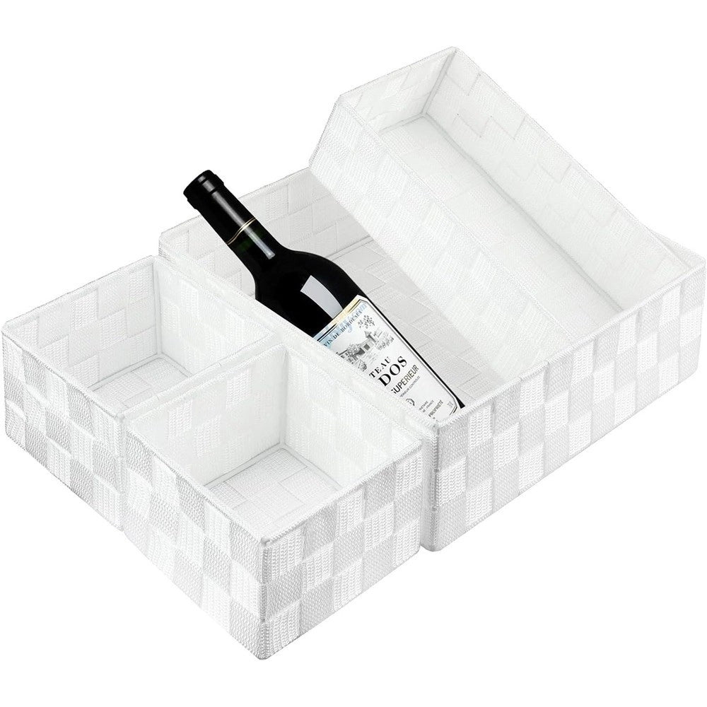 Trade Shop - Set 4 Pezzi Contenitori Bianco Scatola In Tessuto Organizer Porta Oggetti 79061 -