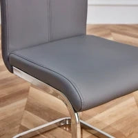 Set di 4 sedie da pranzo a sbalzo, struttura in metallo cromato, schienale in pelle PU, 42x 54 x 100 cm, Grigio