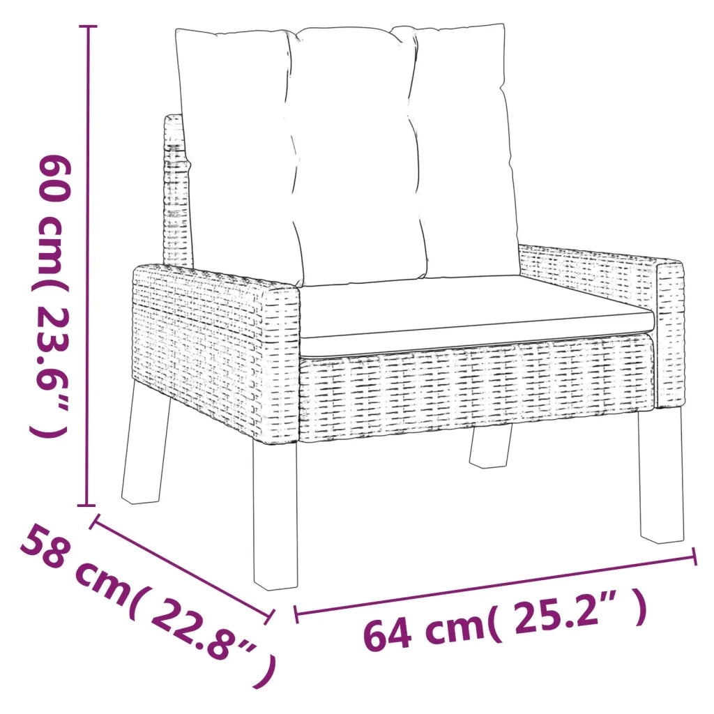 Set da Giardino 4 pz con Cuscini in Polyrattan e Legno Massello cod mxl 42677
