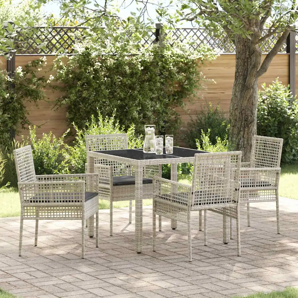 Set da Pranzo per Giardino 5 pcs Grigio chiaro polyrattan 3334896