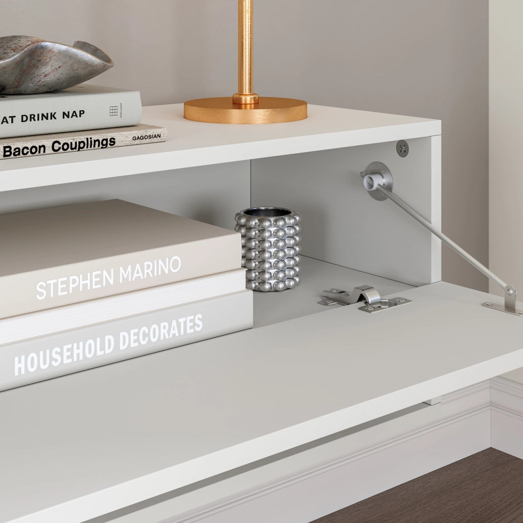 Mobile Porta TV Halmstad da Parete con Ante a Ribalta 140 x 31 x 30 cm - Bianco [en.casa]