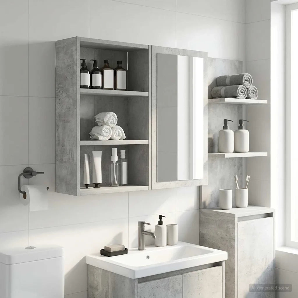 Armadio da bagno a muro Grigio Cemento 40 x 16 x 62,5 cm