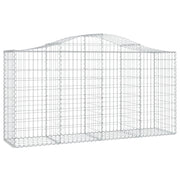 Cesto gabbione recinzione a gabbia muro di contenimento ad arco 200 x 50 x 100/120 cm ferro zincato argento 02_0040021
