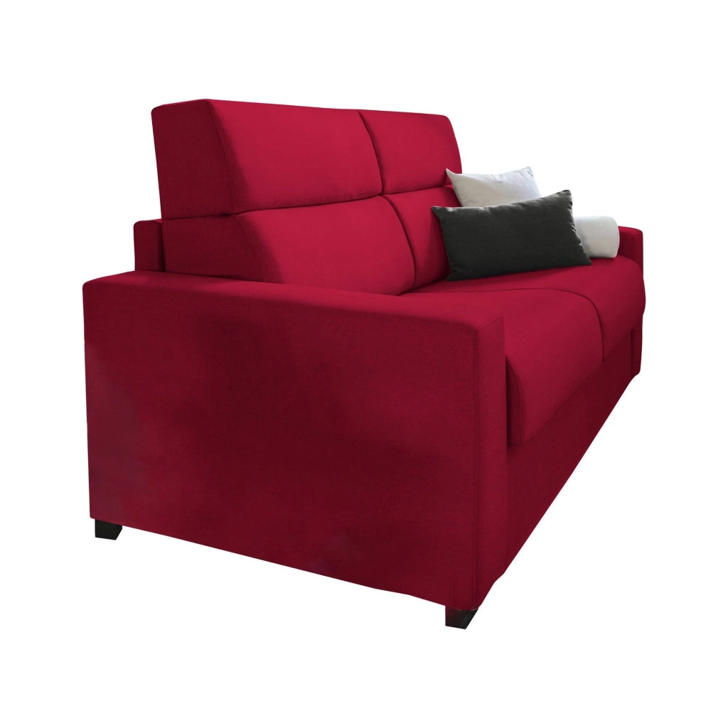 Casabona, Divano Letto 2 Posti Sfoderabile Made in Italy, 180x95 cm Rosso