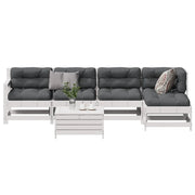 Set Salotto da Giardino 6 pz Bianco in Legno Massello di Pinocod mxl 116428