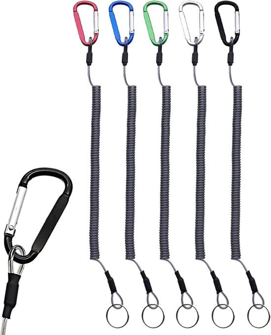 Spazzola per le maniglie a spirale, corda elastica per pesca a spirale, 5 pezzi, anti-perdita, estraibile per prevenire la perdita, attrezzatura da pesca.