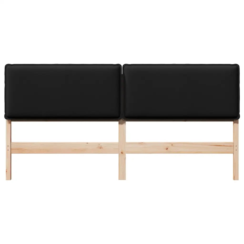 Testiera imbottita Naturale e Nero 180 cm Pino massello 880000