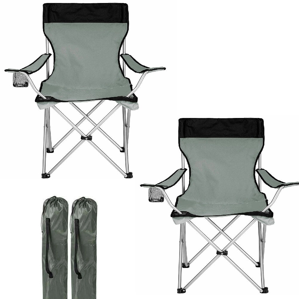 Kit 2 Sedie Pieghevoli da Campeggio con Borsa uso Esterno Leggera Salvaspazio Grigio
