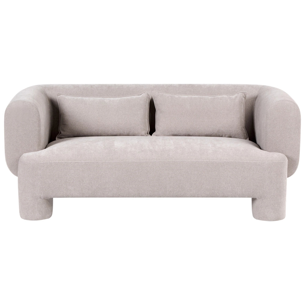 Divano a 3 posti Rivestimento in tessuto beige scuro Tessitura morbida Gambe cilindriche Stile organico