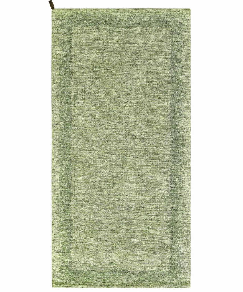 Tappeto moderno DUBLINO VERDE elegante cornice tinta unita, passatoia cucina multiuso lavabile antiscivolo cm.55x115