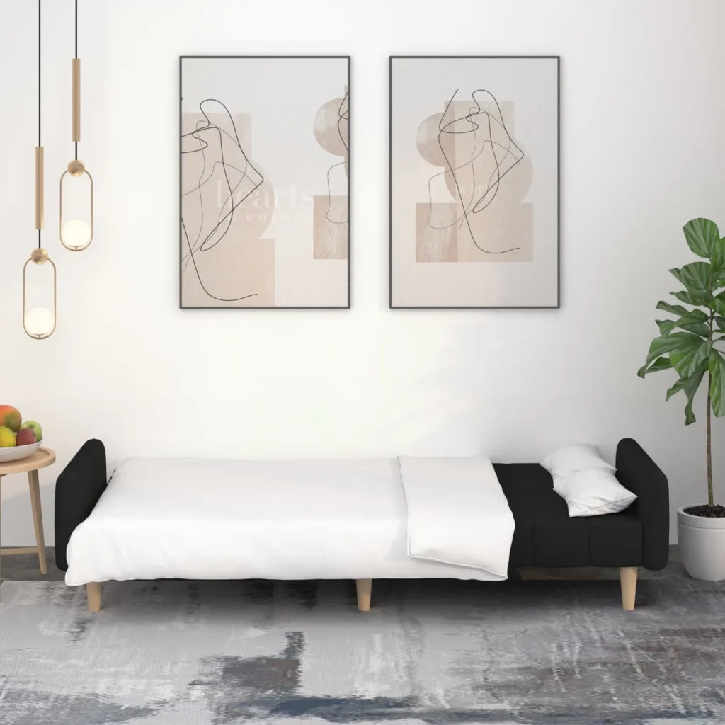 Divano letto | Sof¨¤ letto | Letto singolo a 2 Posti Nero in Tessuto