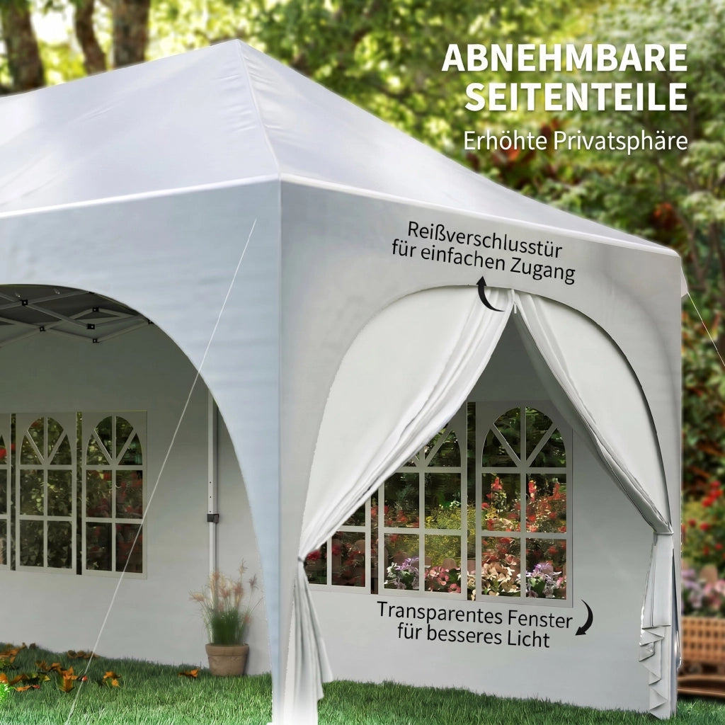 Gazebo pieghevole 3x6 m con pareti ¨C zephmum ¨C grigio, poliestere, 6 sacchi di sabbia, tetto regolabile