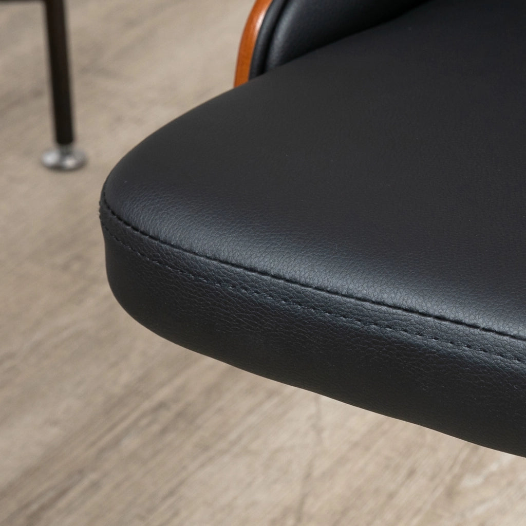 Sedia da Ufficio con Altezza Regolabile e Basculante ¨C zephmum ¨C Nero e Legno 53x62x77-87 cm