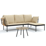 Set Salotto da Giardino 3 pz | Set di Mobili da Esterno con Cuscini Beige in Polyrattan