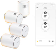 Pack 4 Valvole Termostatiche WiFi, Controllo Remoto, Risparmio Energetico, Accessorio per Radiatori, Compatibile con Alexa e HomeKit, Installazione Facile, NBU-4-NAV-EU