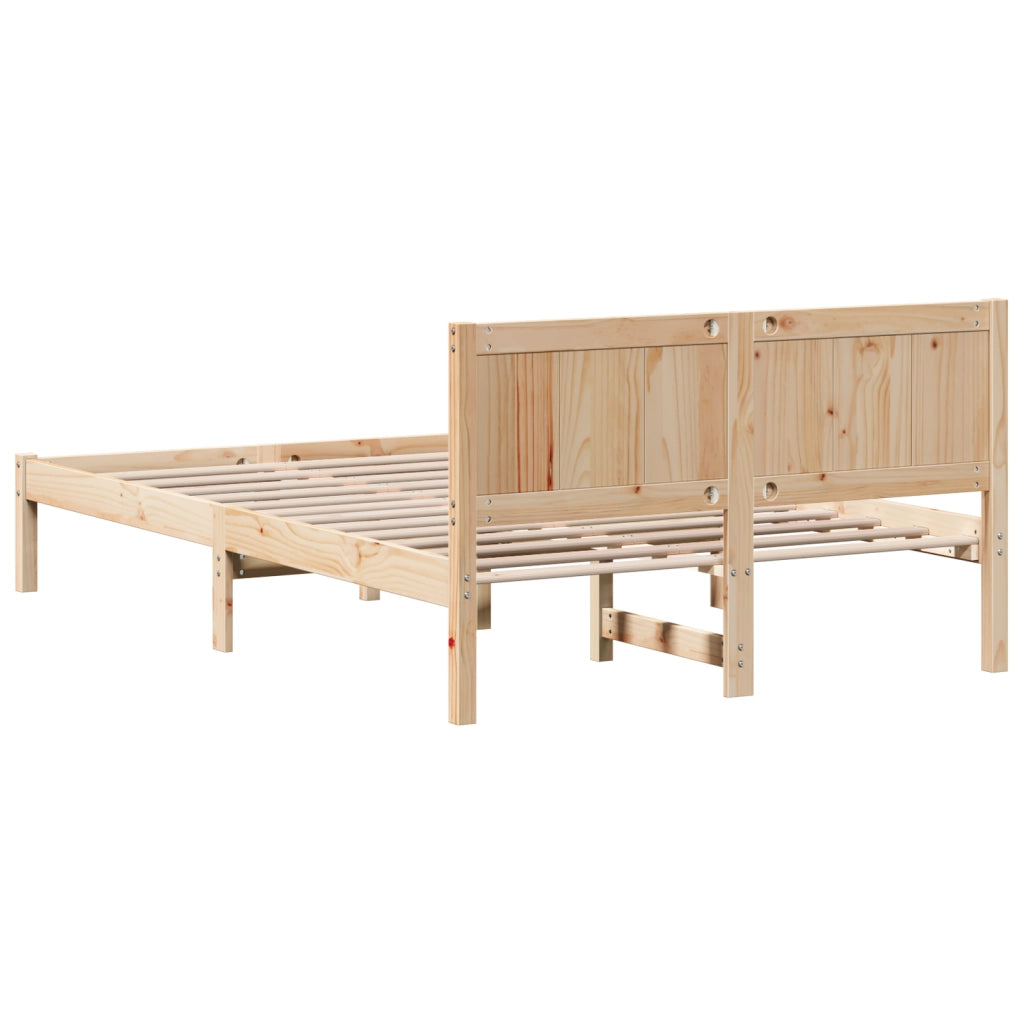 Cornice Letto in Legno di Pino Naturale Legno di Pino 140 x 190 cm