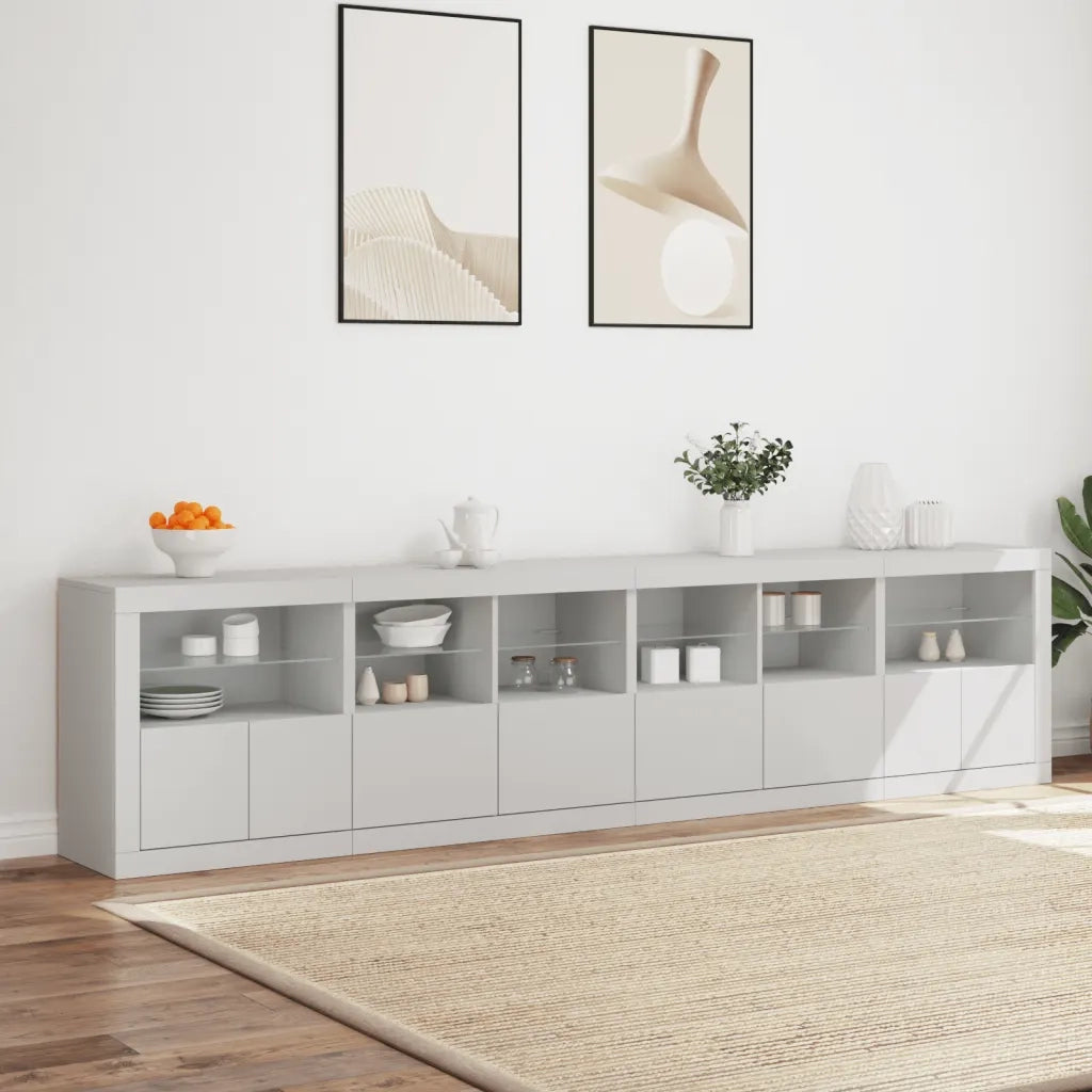 Credenza con Luci LED Bianca 283x37x67 cmcod mxl 133975