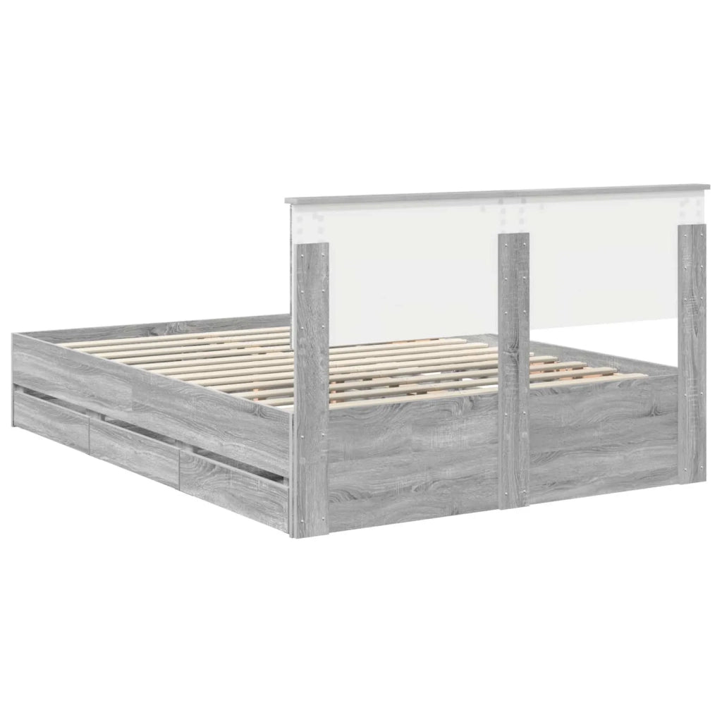 Struttura del letto con cassetto Grigio Sonoma 140 x 200 cm 3410705