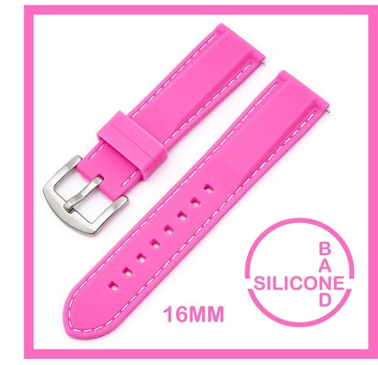 Cinturino orologio in silicone 16mm rosso con fili bianchi compatibile con Casio, Seiko, Citizen e altri marchi - Cinturino orologio 16 mm