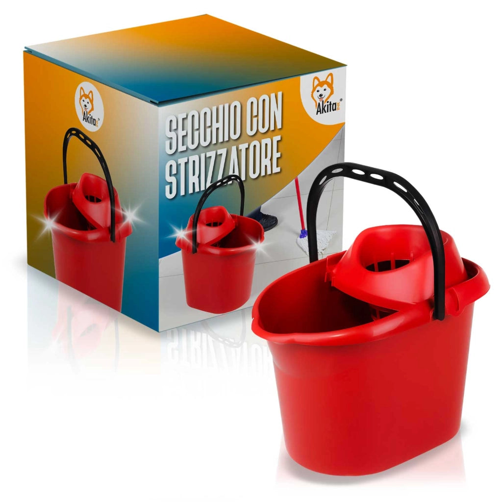 Secchio Akitaink 15L con Strizzatore, Rosso e Robusto