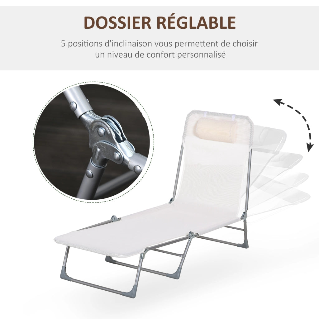 Sdraio pieghevole reclinabile con cuscino ¨C zephmum ¨C crema