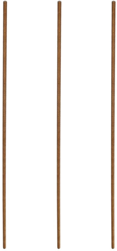 Set di viti a filo completo in rame - M3 x 250 mm - 0,5 mm di distanza - 3 pezzi - colore dorato - viti a filo