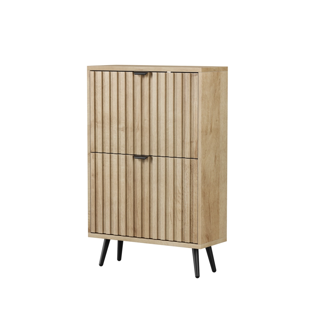 Mobile porta scarpe slim da 60 cm con ante a ribalta, finitura effetto legno e struttura in MDF
