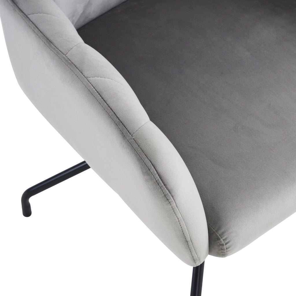 SEDIA con braccioli Set da 6 pezzi in velluto grigio chiaro