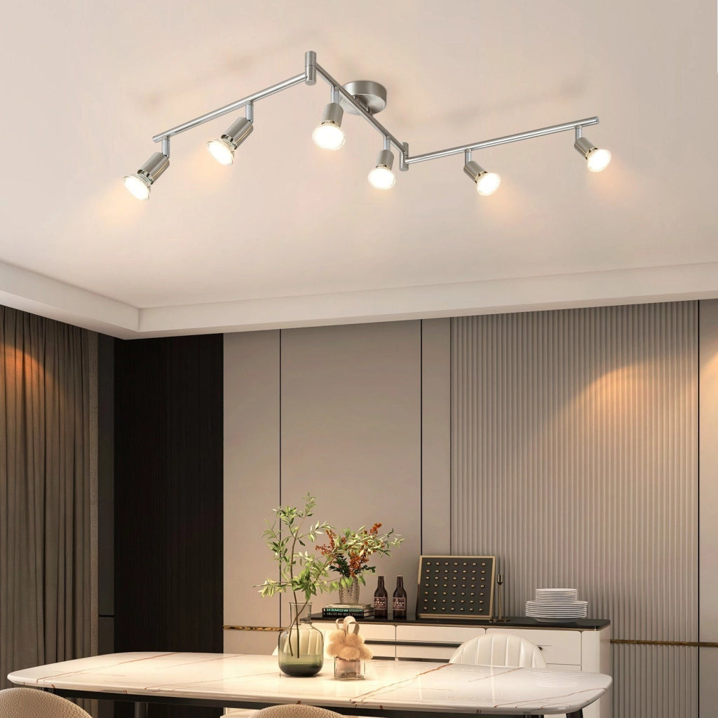ZMH Faretto da soffitto acciaio inox 6 luci GU10 rotanti 330° moderni per camera letto senza lampadina