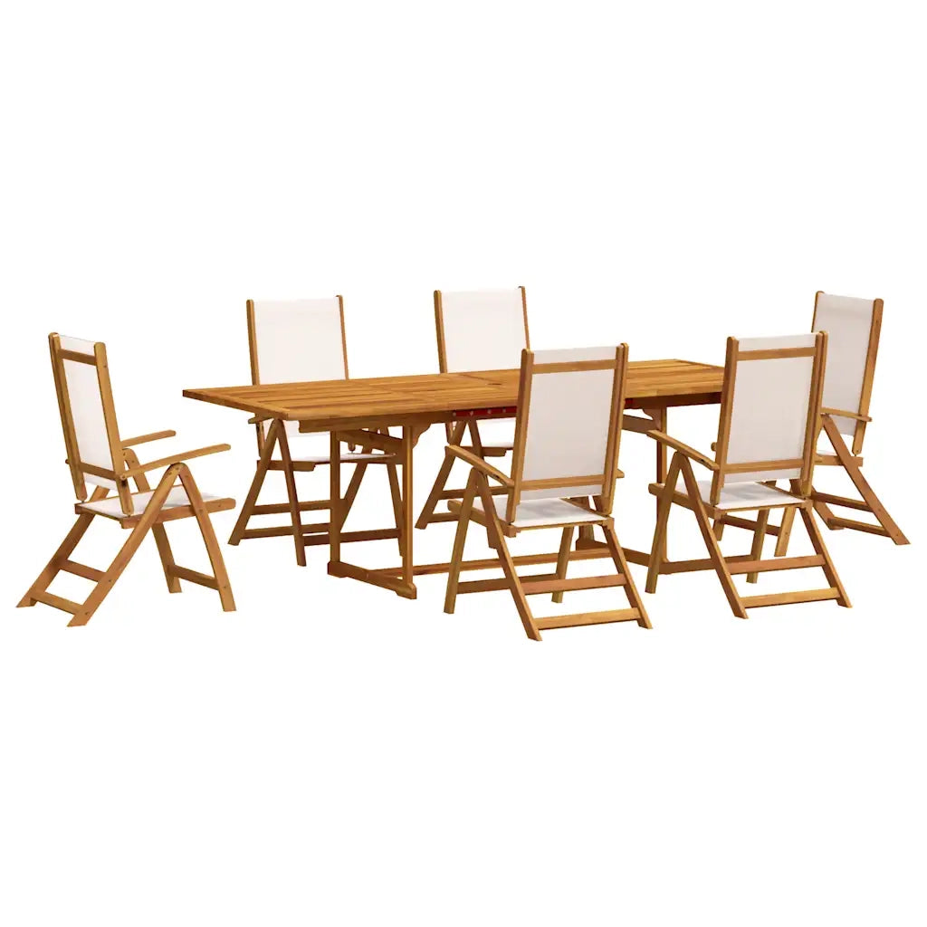 Set Pranzo da Giardino 7pz Legno Massello di Acacia e Textilene
