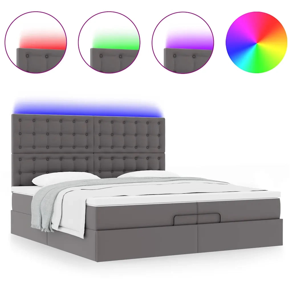 Struttura Letto Pouf con Materassi Grigio 200x200 cm Similpelle 3313873