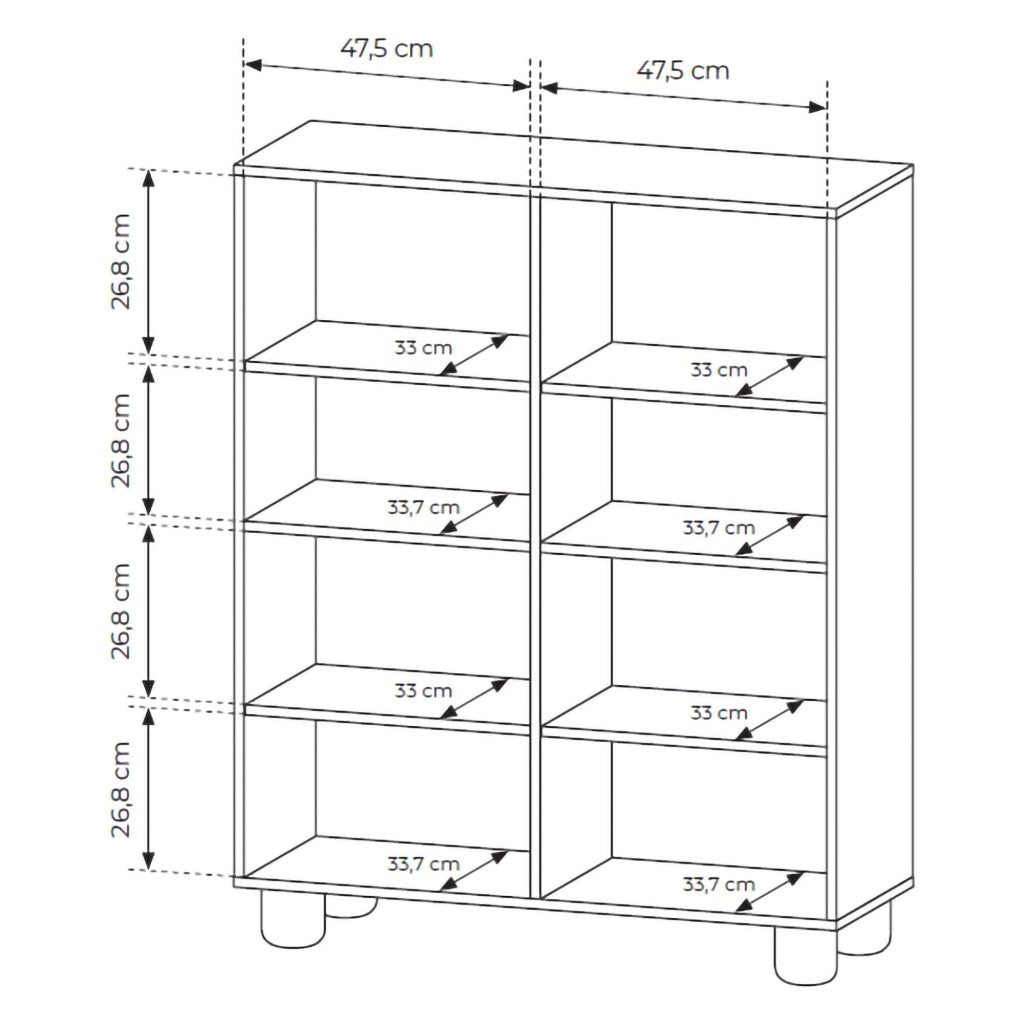 Madia Hamola, Credenza 6 Ripiani, 100x38x125h cm Marrone Rovere