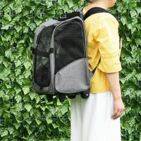 Trolley Zaino Trasportino per Cani e Gatti 42x25x55 cm in Oxford con Rete Traspirante Grigio